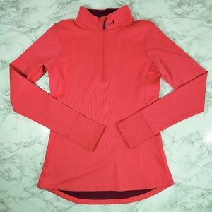 Under Armour Neon Salmon Quarter Zip Sweatshirt Size Small